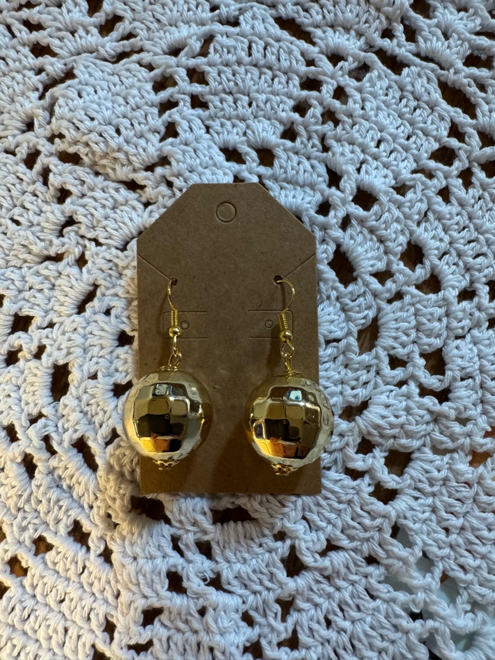 Gold Tone Disco Ball Earrings 70’s Party Halloween Cosplay